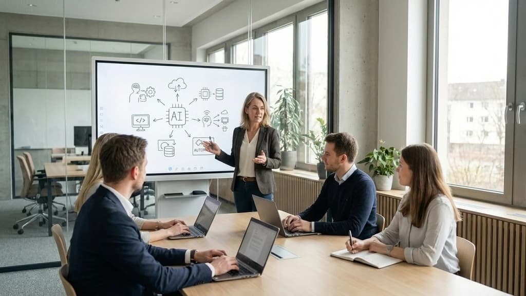 Small group of professionals in training session